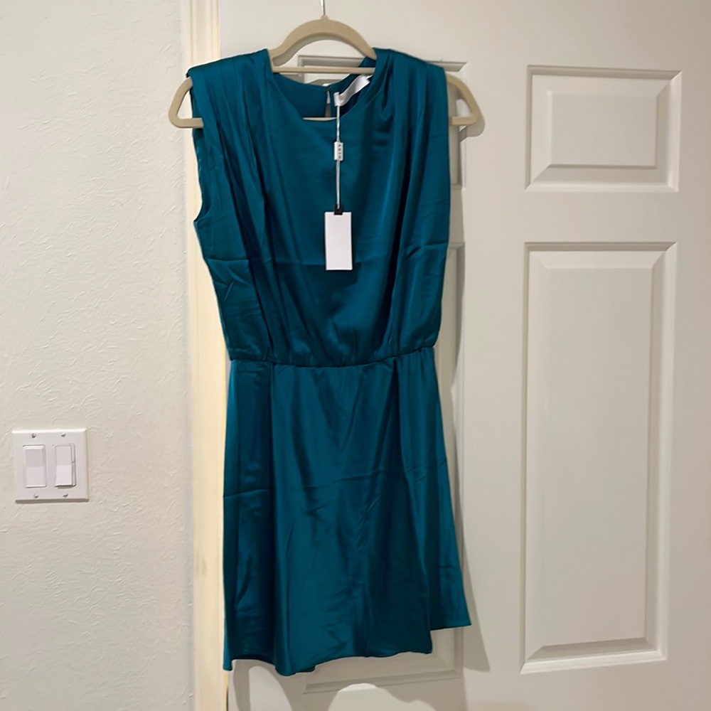 ASTR The Label satin strong shoulder mini dress NWT